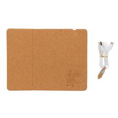 Vue Tapis de souris avec chargeur sans fil 10W en liège de couleur marron| Krokrodeal