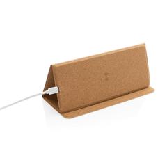 Vue Tapis de souris avec chargeur sans fil 10W en liège de couleur marron| Krokrodeal