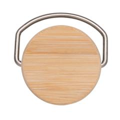 Vue Bouteille en acier inoxydable avec couvercle en bambou de couleur blanc| Krokrodeal