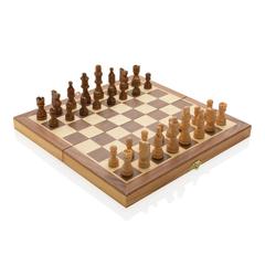Vue Jeu d'échecs pliable en bois de couleur marron| Krokrodeal