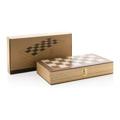 Vue Jeu d'échecs pliable en bois de couleur marron| Krokrodeal