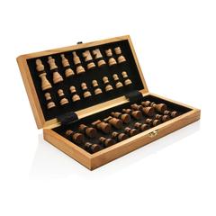 Vue Jeu d'échecs pliable en bois de couleur marron| Krokrodeal