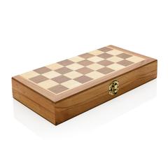 Vue Jeu d'échecs pliable en bois de couleur marron| Krokrodeal