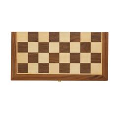 Vue Jeu d'échecs pliable en bois de couleur marron| Krokrodeal