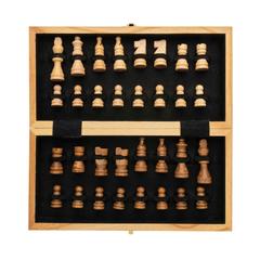 Vue Jeu d'échecs pliable en bois de couleur marron| Krokrodeal