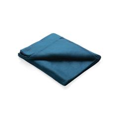 Vue Couverture/Plaid polaire dans une pochette de couleur bleu| Krokrodeal
