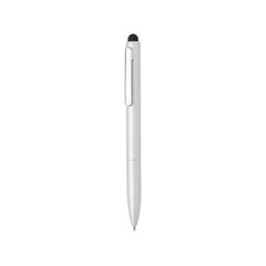 Vue Stylo en aluminium recyclé certifié RCS avec stylet Kymi de couleur gris| Krokrodeal