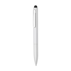Vue Stylo en aluminium recyclé certifié RCS avec stylet Kymi de couleur gris| Krokrodeal