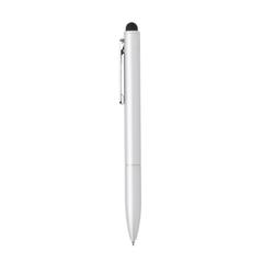 Vue Stylo en aluminium recyclé certifié RCS avec stylet Kymi de couleur gris| Krokrodeal
