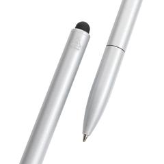 Vue Stylo en aluminium recyclé certifié RCS avec stylet Kymi de couleur gris| Krokrodeal