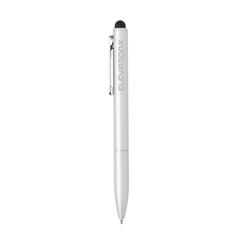 Vue Stylo en aluminium recyclé certifié RCS avec stylet Kymi de couleur gris| Krokrodeal