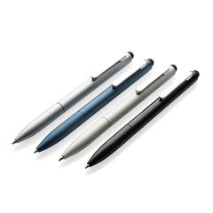 Vue Stylo en aluminium recyclé certifié RCS avec stylet Kymi de couleur gris| Krokrodeal