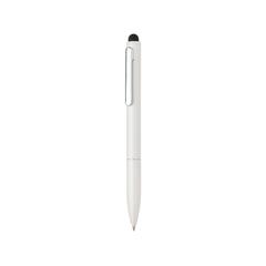 Vue Stylo en aluminium recyclé certifié RCS avec stylet Kymi de couleur blanc| Krokrodeal