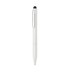 Vue Stylo en aluminium recyclé certifié RCS avec stylet Kymi de couleur blanc| Krokrodeal