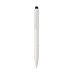 Vue Stylo en aluminium recyclé certifié RCS avec stylet Kymi de couleur blanc| Krokrodeal
