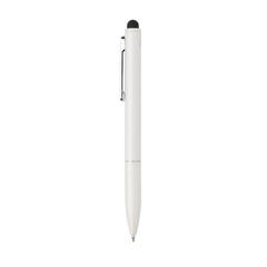 Vue Stylo en aluminium recyclé certifié RCS avec stylet Kymi de couleur blanc| Krokrodeal