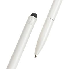 Vue Stylo en aluminium recyclé certifié RCS avec stylet Kymi de couleur blanc| Krokrodeal
