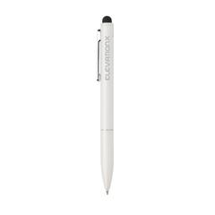 Vue Stylo en aluminium recyclé certifié RCS avec stylet Kymi de couleur blanc| Krokrodeal