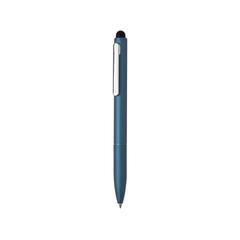 Vue Stylo en aluminium recyclé certifié RCS avec stylet Kymi de couleur bleu| Krokrodeal