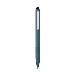 Vue Stylo en aluminium recyclé certifié RCS avec stylet Kymi de couleur bleu| Krokrodeal