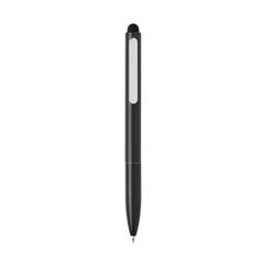 Vue Stylo en aluminium recyclé certifié RCS avec stylet Kymi de couleur noir| Krokrodeal