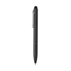 Vue Stylo en aluminium recyclé certifié RCS avec stylet Kymi de couleur noir| Krokrodeal