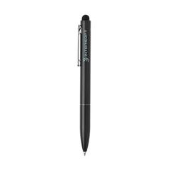 Vue Stylo en aluminium recyclé certifié RCS avec stylet Kymi de couleur noir| Krokrodeal