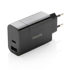 Vue Chargeur Mural Philips, USB 30W Ultra Rapide de couleur noir| Krokrodeal