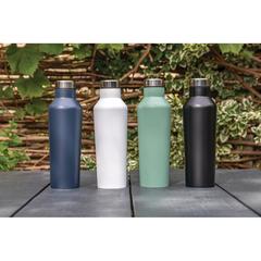Vue Bouteille isotherme en acier inoxydable au design moderne de couleur blanc| Krokrodeal