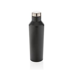 Vue Bouteille isotherme en acier inoxydable au design moderne de couleur noir| Krokrodeal