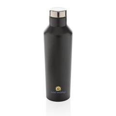 Vue Bouteille isotherme en acier inoxydable au design moderne de couleur noir| Krokrodeal