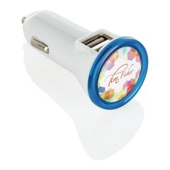 Vue Double chargeur allume-cigare USB 2.1A de couleur blanc| Krokrodeal