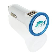 Vue Double chargeur allume-cigare USB 2.1A de couleur blanc| Krokrodeal