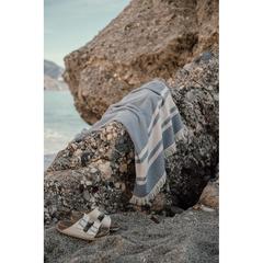 Vue VINGA Serviette éponge pour hammam Tolo de couleur bleu| Krokrodeal