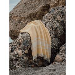 Vue VINGA Serviette éponge pour hammam Tolo de couleur jaune| Krokrodeal