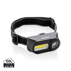 Vue Lampe frontale avec LED et COB de couleur noir| Krokrodeal