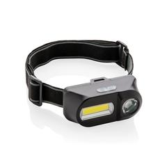 Vue Lampe frontale avec LED et COB de couleur noir| Krokrodeal