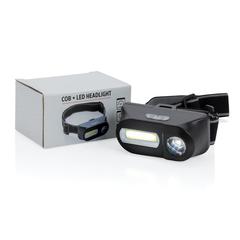 Vue Lampe frontale avec LED et COB de couleur noir| Krokrodeal