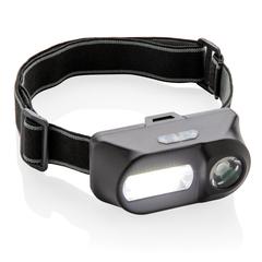 Vue Lampe frontale avec LED et COB de couleur noir| Krokrodeal