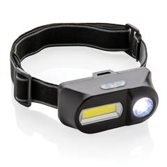 Vue Lampe frontale avec LED et COB de couleur noir| Krokrodeal