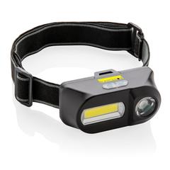 Vue Lampe frontale avec LED et COB de couleur noir| Krokrodeal