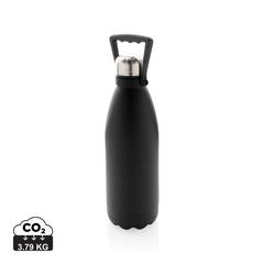 Vue Bouteille isotherme 1.5L en acier inoxydable recyclée RCS de couleur noir| Krokrodeal