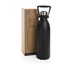Vue Bouteille isotherme 1.5L en acier inoxydable recyclée RCS de couleur noir| Krokrodeal
