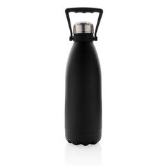 Vue Bouteille isotherme 1.5L en acier inoxydable recyclée RCS de couleur noir| Krokrodeal