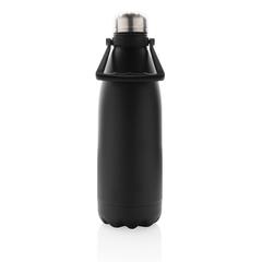 Vue Bouteille isotherme 1.5L en acier inoxydable recyclée RCS de couleur noir| Krokrodeal