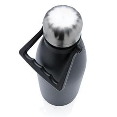 Vue Bouteille isotherme 1.5L en acier inoxydable recyclée RCS de couleur noir| Krokrodeal