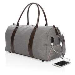 Vue Sac weekend avec port USB A de couleur gris| Krokrodeal