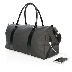 Vue Sac weekend avec port USB A de couleur noir| Krokrodeal