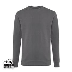 Vue Sweater à col rond en coton recyclé Iqoniq Zion de couleur gris| Krokrodeal
