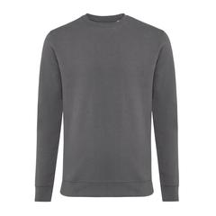 Vue Sweater à col rond en coton recyclé Iqoniq Zion de couleur gris| Krokrodeal